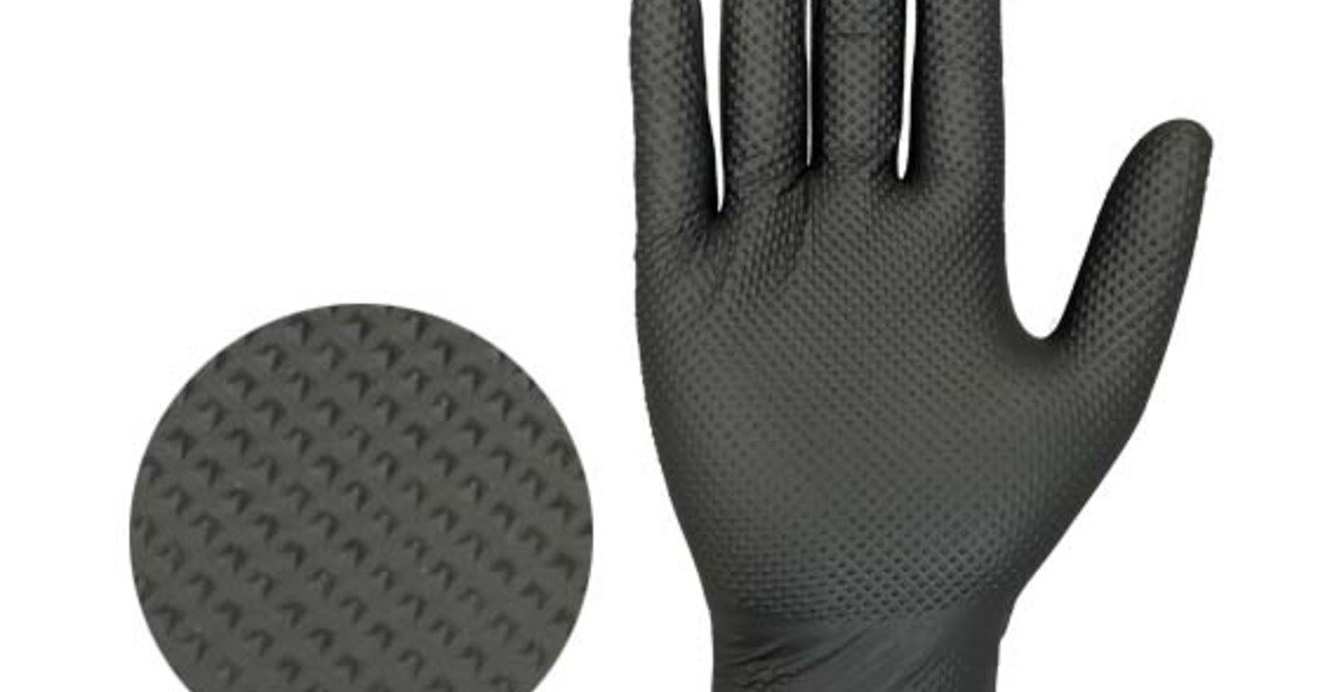 VooGo ブラックニトリル手袋ダイヤ型エンボス付き | 手袋 | 保護具の